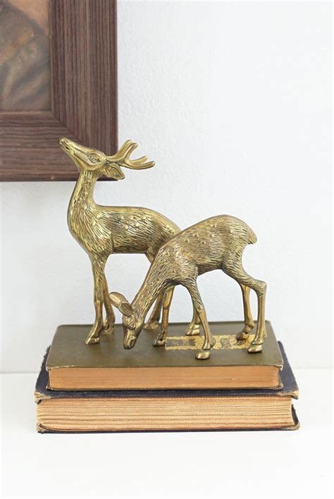 sold vintage brass deer figurines set of two with
