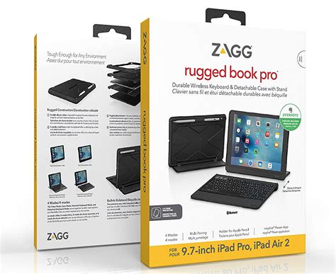 zagg rugged book pro keyboard case  ipad pro  ipad air  black catchconz