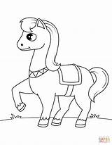 Coloring Horse Pony Cute Pages Drawing Supercoloring sketch template