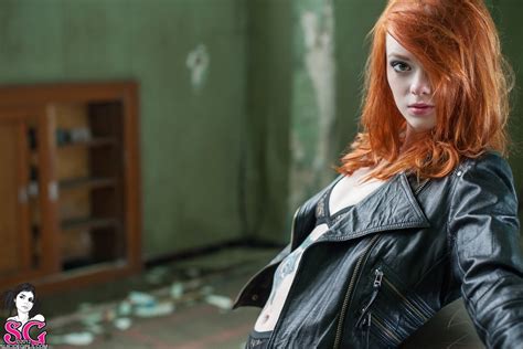 Redhead Suicide Girls Women Model Lingerie Jacket Wallpapers Hd