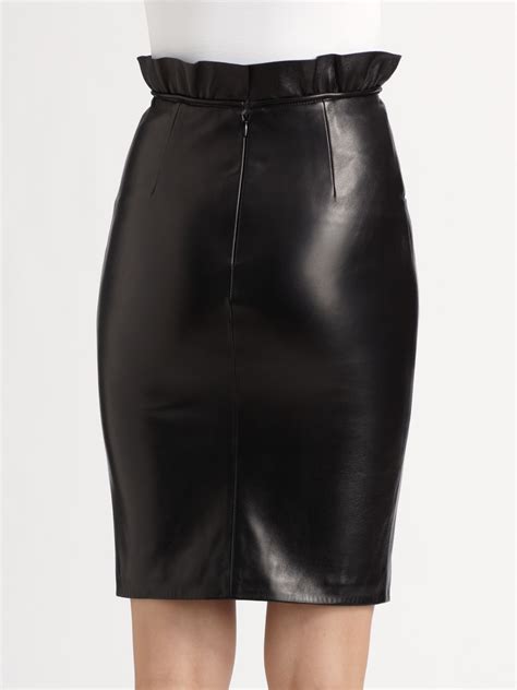 lyst valentino leather skirt in black