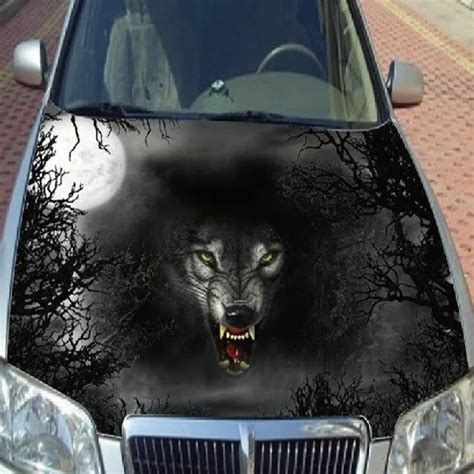 left side car sticke universal customized cm wolf night car hood sticker styling head