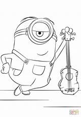 Minion Stuart Coloring Pages Drawing Guitar Printable Kevin Minions Kids Outline Stewart Do Cartoon Drawings Color Print Obrazy Dot Characters sketch template
