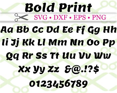 bold print svg font cricut silhouette files svg dxf eps png
