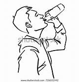 Drinking Sketch Water Drawing Bottle Man Template Martini Guy Side Simple Coloring Pages sketch template