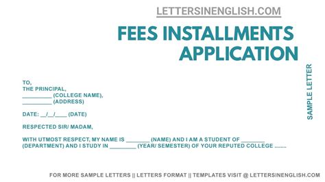 write application  payment  college fees  installment sample letter  college