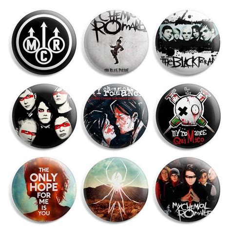 my chemical romance mcr pinback button pin badge pack of 9 1 inch band merch