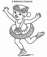 Coloring Pages Girl Ballerina Costume Ballet sketch template