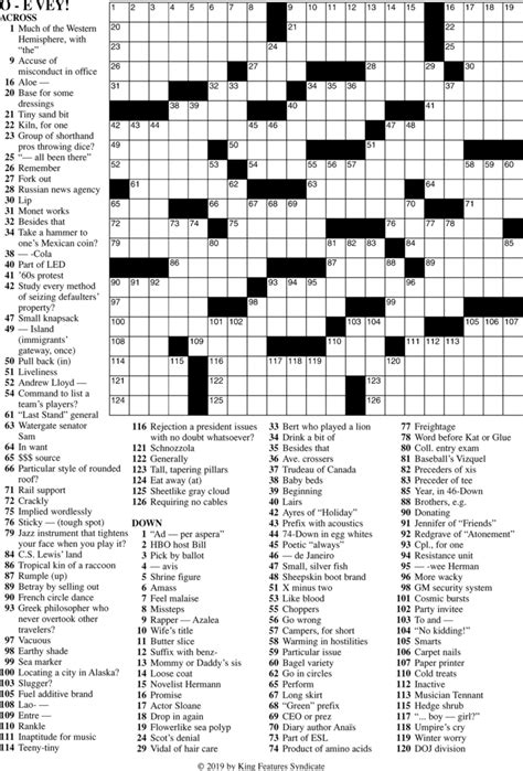 premier sunday crossword printable printable word searches