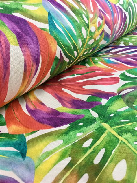 tropical palm leaves fabric leaf print cotton material home decor