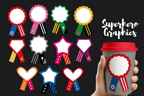 superhero award ribbons graphic design illustrations