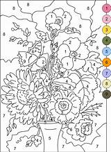 Color Nicole Flowers Coloring Numbers Number Pages Florian Printable Colour Paint Kids Created Adults sketch template