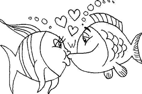 romance kissing fish coloring pages  print  coloring
