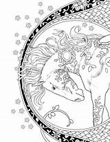 Mystical Unicorns Creatures Pegasus Winged sketch template