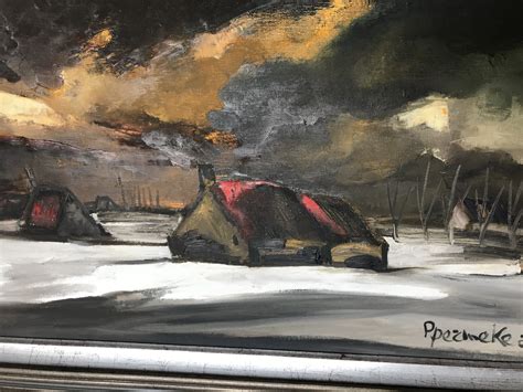 paul permeke olieverf schilderij winterlandschap met ondergaande zon verkocht kunstveilingbe
