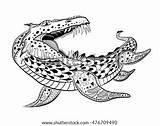 Prehistoric Dinosaurs Underwater Shutterstock Ichthyosaur Reptile Antistress Mosasaur Creature sketch template