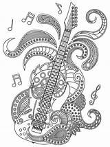 Coloring Music Pages Mandala Guitar Adult Adults Mandalas Book Printable Colouring Instrument Designs Cool Books Itunes Apple sketch template