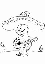 Mexikaner Gitarre Spielt Kleurplaten Mexicaan sketch template