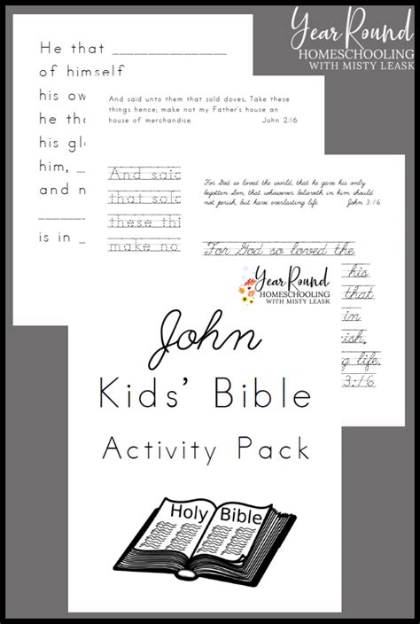 john kids bible activity pack year  homeschooling