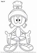 Marvin Martian Looney Tunes Drawingtutorials101 Marciano Dibujar Drawin sketch template