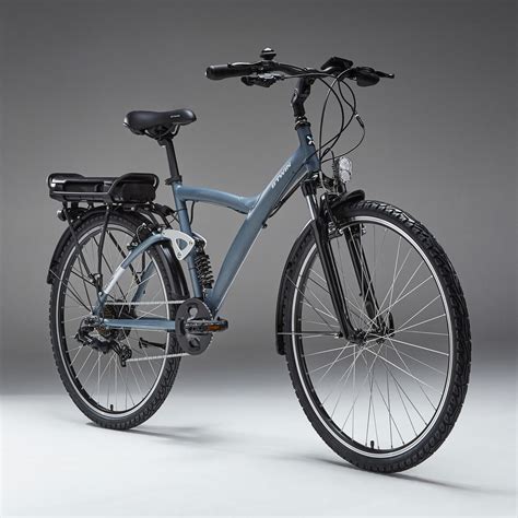 elektrische hybride fiets original   grijsblauw riverside decathlonnl