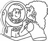 Mirror Looking Coloring Pages Girl sketch template