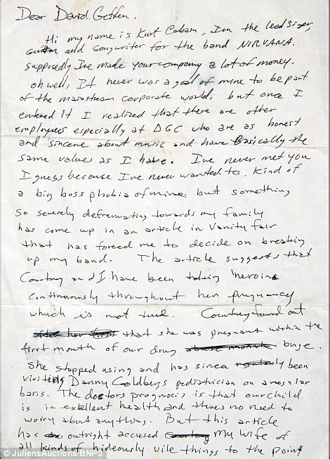 angry letter from kurt cobain to david geffen going up for auction stereogum