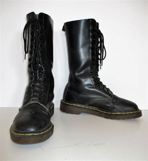 vintage  martens combat boots motorcycle  wave black etsy  martens combat boots