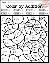 Math Number Color Addition Winter Code Worksheets Coloring Grade 2nd Subtraction Christmas Pages Printable First Teacherspayteachers sketch template