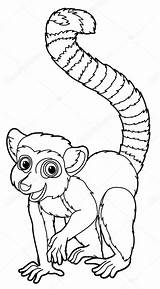 Lemur Coloring Cartoon Pages Stock Animal Children Caricature Illustration Colouring Alphabet Results Depositphotos sketch template