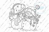 Digi Stamp Christmas Digital Snowman Cute Cart Add sketch template