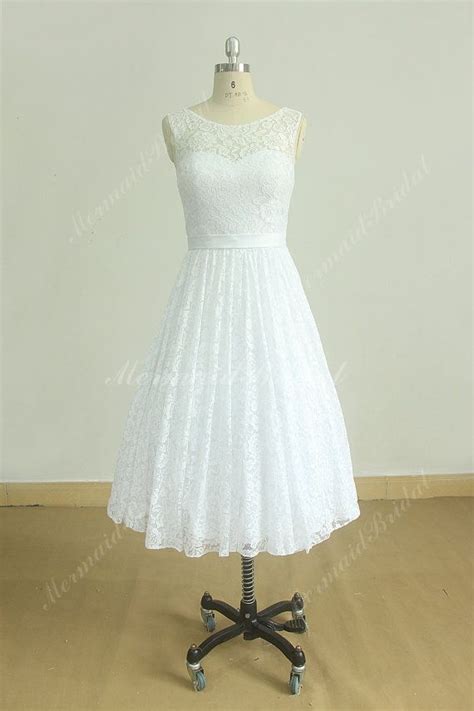 lovely white vintage tea length lace wedding dress short etsy singapore short wedding dress