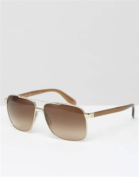 Versace Square Aviator Sunglasses In Gold Metallic For Men Lyst