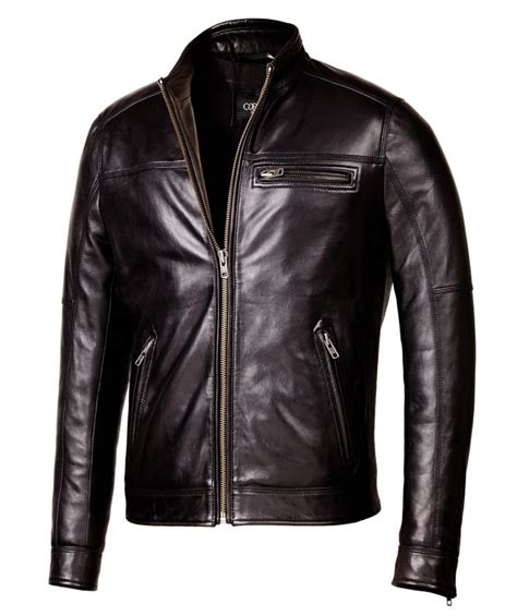 Designer Biker Black Leather Jacket Mens Genuine Leather