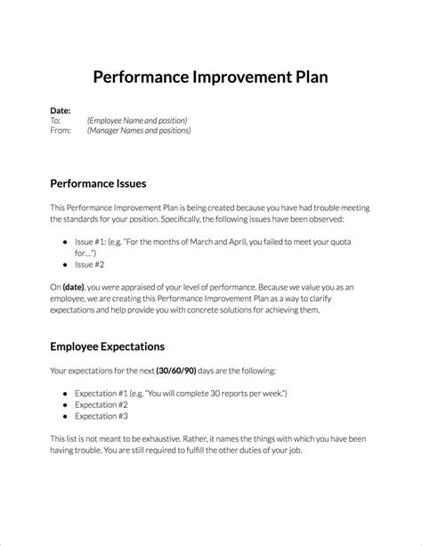 performance improvement plan   clicktime
