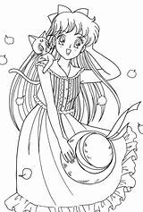 Sailor Moon Coloring Pages Venus Manga Force Anime Glitter Birthday Blank Cat Printable Crafts Books Vintage Animal Visit Print Choose sketch template