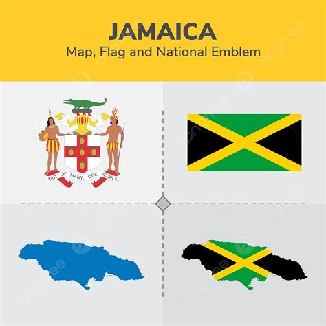 Jamaica Mapa Bandera Y Escudo Nacional Png Continentes Países Mapa