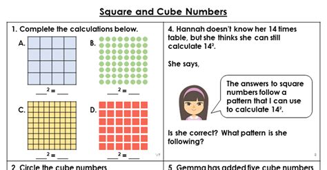 year 6 square and cube numbers lesson classroom secrets classroom