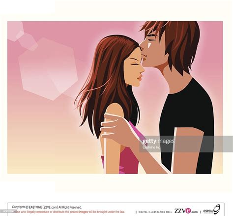 side profile of a man kissing a womans forehead illustration getty images