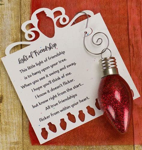 light  friendship ornament glitter ornament  poem christmas gift