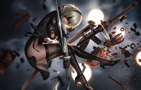 Wallpaper Girl Weapons The Game Art Yorha Unit No 2