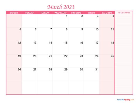 march calendar 2023 with notes calendar quickly