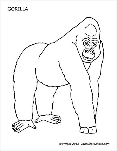 gorilla  printable templates coloring pages animal printables