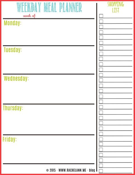 meal planner weekly meal planner template meal planner template