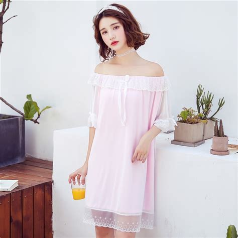 knitted cotton nightgown 2019 sleep clothing short sleeved sleepshirts