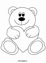 Coloring Pages Bear Heart Teddy Print sketch template