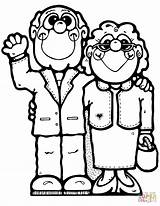 Coloring Pages Eldery Couple Senior Citizens Printable Drawing sketch template