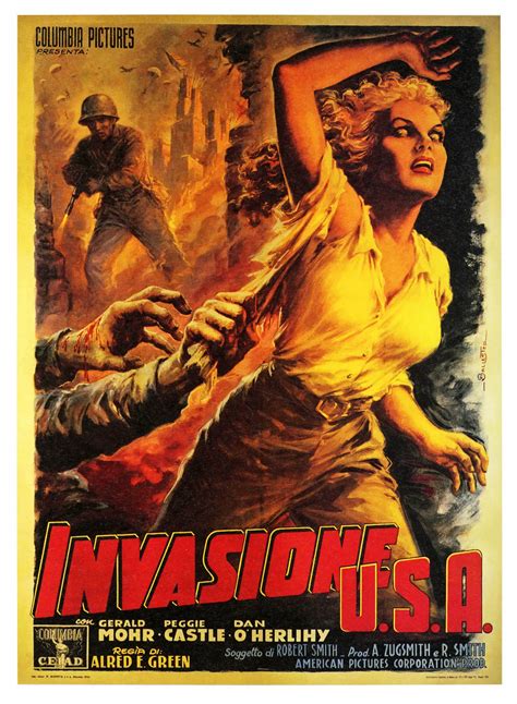 vintage film  poster invasion usa classic canvas paintings vintage wall posters stickers