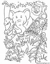 Jungle Animals Coloring Pages Inside Animal Kids Color Book Choose Board Drawing sketch template