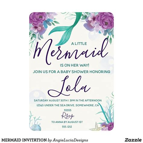 mermaid invitation zazzlecom mermaid invitations mermaid baby